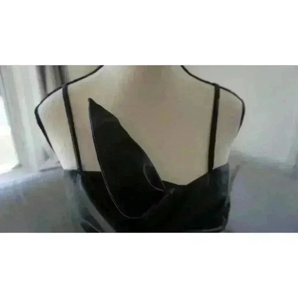 NWT The Drop Women's Black Faux Leather Bow Front Top by Signed Blake, Size S - Picture 11 of 16